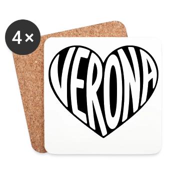 Verona Italien Herz Typografie  - Untersetzer (4er-Set) - Weiß - Vorne