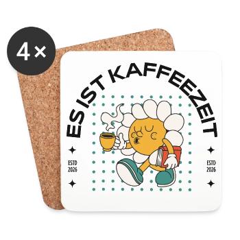 Büro und Kaffee  - Untersetzer (4er-Set) - Weiß - Vorne