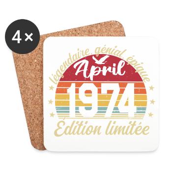 1974 avril Anniversaire avril 1974 - Dessous de verre (lot de 4) - blanc - Devant