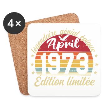 Jahrestag April 1973 April 1973 - Untersetzer (4er-Set) - Weiß - Vorne