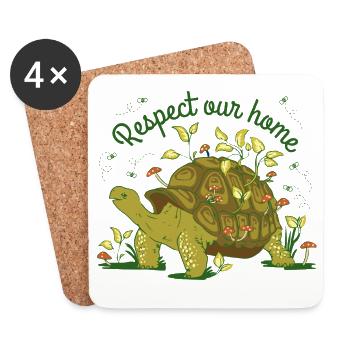 Respect Our Home Turtle Nature Environment Graphic - Untersetzer (4er-Set) - Weiß - Vorne