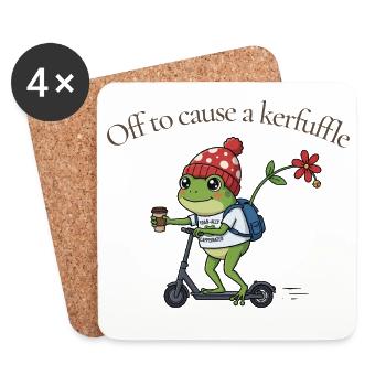 Grenouille sur le scooter : Agitation - Dessous de verre (lot de 4) - blanc - Devant