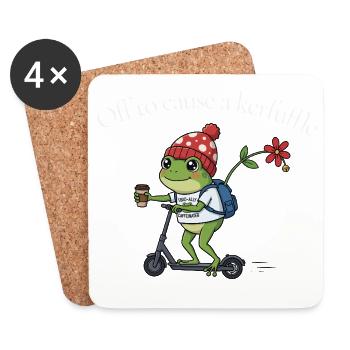 Aventure café Grenouille en tournée - Dessous de verre (lot de 4) - blanc - Devant