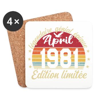 Geburtstag April 1981 April 1981 - Untersetzer (4er-Set) - Weiß - Vorne