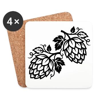 Hopfen Symbol Brauerei - Untersetzer (4er-Set) - Weiß - Vorne