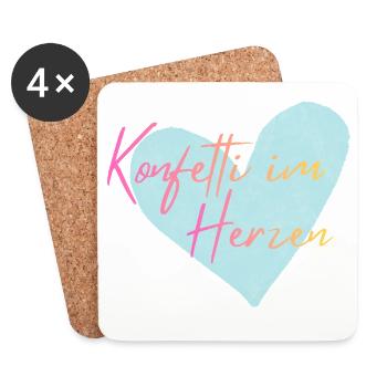Konfetti im Herzen  - Untersetzer (4er-Set) - Weiß - Vorne