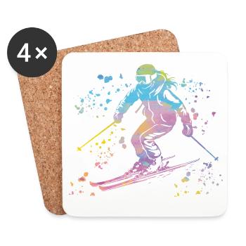 Alpine skiing Winter sports Nordic skiing - Coasters (set of 4) - white - Front