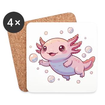 Dessin animé câlin de l’Axolotl à Bulle - Dessous de verre (lot de 4) - blanc - Devant