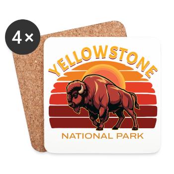 Yellowstone National Park Buffalo Bison - Coasters (set of 4) - white - Front