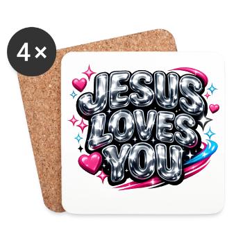 Jésus t’aime Streetwear - Dessous de verre (lot de 4) - blanc - Devant