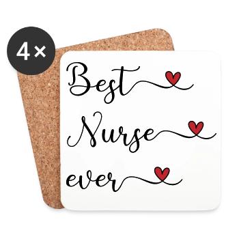Nurse - best nurse - Coasters (set of 4) - white - Front
