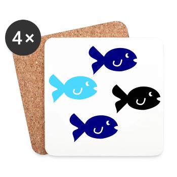 Fische Silhouette - Untersetzer (4er-Set) - Weiß - Vorne