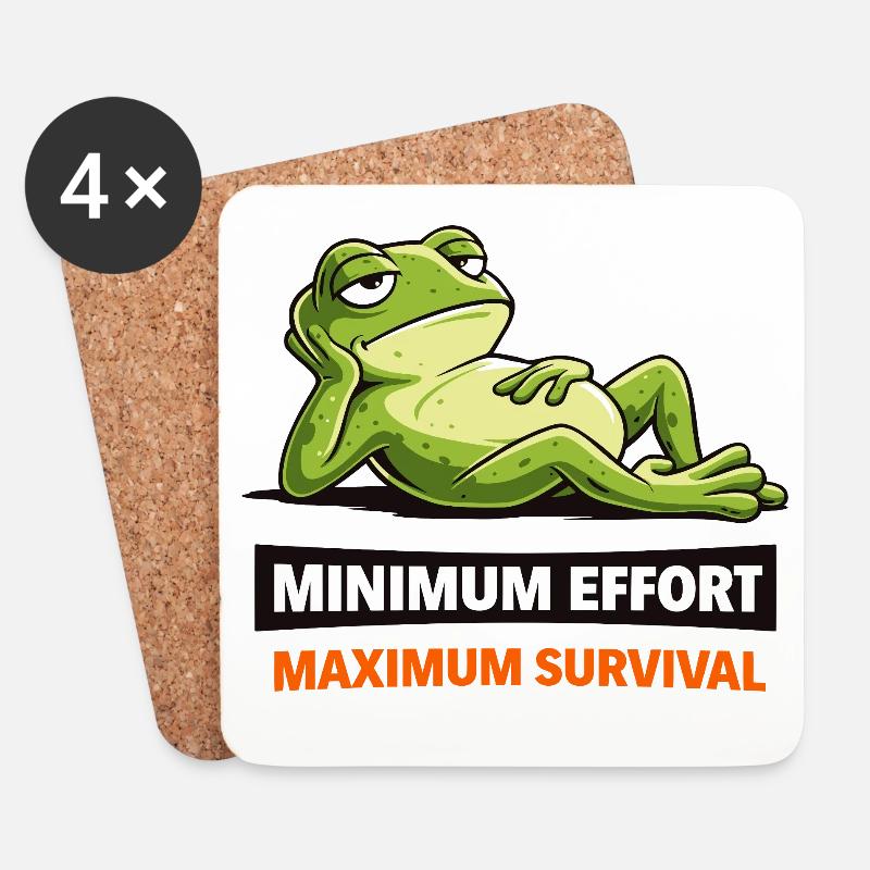 Frog Chill: Minimaler Aufwand - Untersetzer (4er-Set) - Weiß