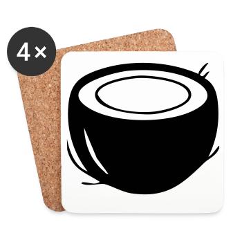 Coconut Silhouette – Tropical Paradise Design - Coasters (set of 4) - white - Front