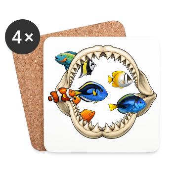 Amateur d’aquarium Dentition de requin Poisson Océan - Dessous de verre (lot de 4) - blanc - Devant