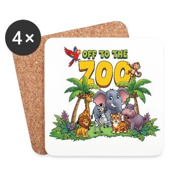 Animals Zoo Party Jungle Zoo Birthday Off To Zoo - Coasters (set of 4) - white - Front
