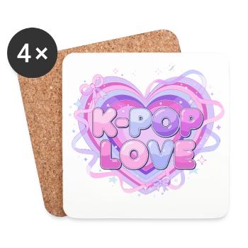 K-Pop Love Heart Pastel - Dessous de verre (lot de 4) - blanc - Devant