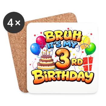 3rd birthday shirt 3rd birthday gift boy girl 3rd - Coasters (set of 4) - white - Front