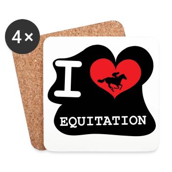 J'aime l'équitation : le logo des passionnés - Dessous de verre (lot de 4) - blanc - Devant