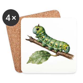 Papilio Caterpillar Swallowtail on Branch - Coasters (set of 4) - white - Front