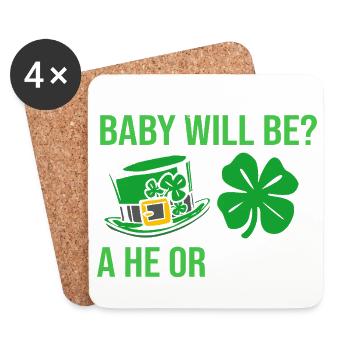 Révélation du sexe de la fête de bébé : la Saint-Patrick - Dessous de verre (lot de 4) - blanc - Devant