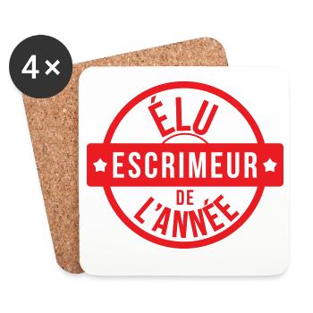 Élu Escrimeur de l'Année Tampon Médaille - Dessous de verre (lot de 4) - blanc - Devant