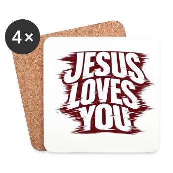 Jesus loves You - Coasters (set of 4) - white - Front