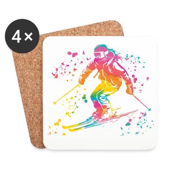 Alpine skiing Winter sports Nordic skiing - Coasters (set of 4) - white - Front