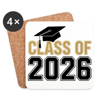 Class of 2026 Graduation T-Shirt – Funny / Proud - Dessous de verre (lot de 4) - blanc - Devant