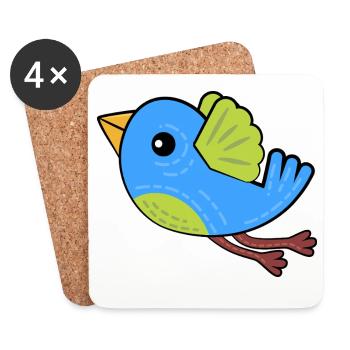 Kleiner Blauer Vogel - Untersetzer (4er-Set) - Weiß - Vorne