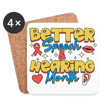 SLP Better Speech And Hearing Month Awareness - Coasters (set of 4) - white - Front
