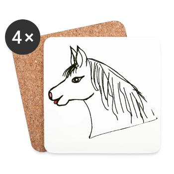Pferdekopf Pony Pferd Kinder Pferde - Untersetzer (4er-Set) - Weiß - Vorne