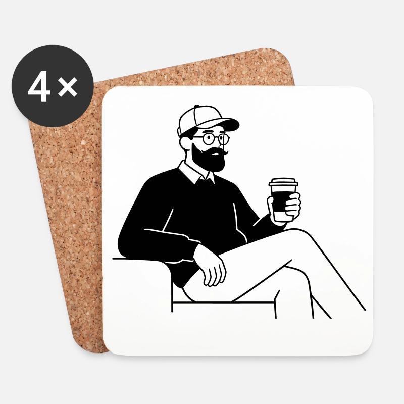 Hipster - Untersetzer (4er-Set) - Weiß