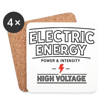 Electric Energy High Voltage Statement Retro - Untersetzer (4er-Set) - Weiß - Vorne