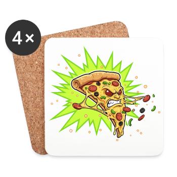Pizza Slice Aggressor Neonburst - Dessous de verre (lot de 4) - blanc - Devant