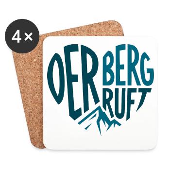 Der Berg ruft Herz Silhouetten Design - Untersetzer (4er-Set) - Weiß - Vorne