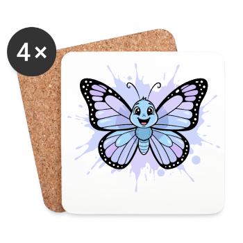 Blue Butterfly Splash Art - Coasters (set of 4) - white - Front