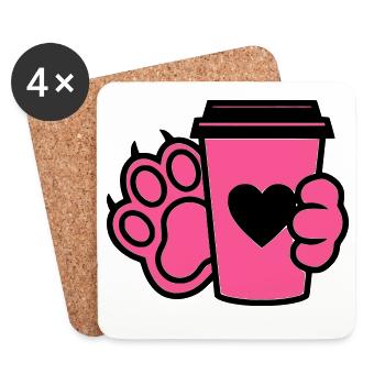 Dog Paw Coffee Cup Dog Mom - Coasters (set of 4) - white - Front