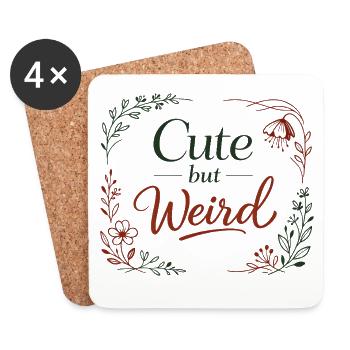 Cute but Weird - Floral Aesthetic Gift - Coasters (set of 4) - white - Front