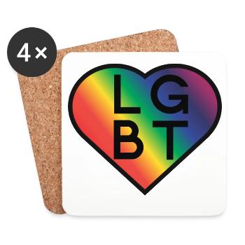 LGBT Rainbow Heart Pride Design - Untersetzer (4er-Set) - Weiß - Vorne