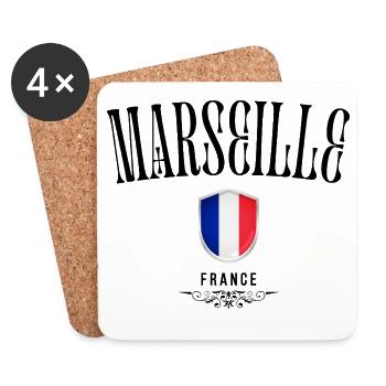 Marseille souvenir, elegant design Marseille - Coasters (set of 4) - white - Front