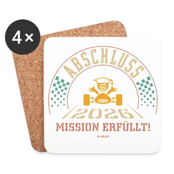 Graduation 2026 – Mission accomplished! Finish 4C - Coasters (set of 4) - white - Front