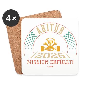 Abitur 2026 – Mission Erfüllt (Zieleinfahrt / 4C) - Untersetzer (4er-Set) - Weiß - Vorne