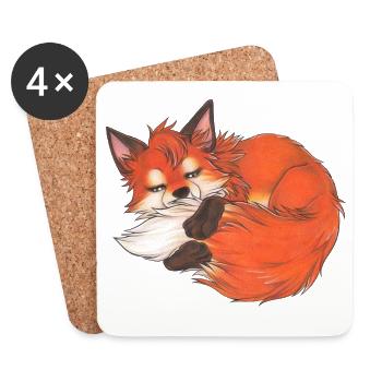 Cadeau mignon renard pour les fans de renard garçons et filles - Dessous de verre (lot de 4) - blanc - Devant