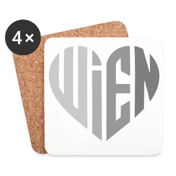 Vienna Geometric Heart Motif Grey - Coasters (set of 4) - white - Front