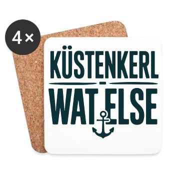  Küstenkerl Wat Else Anker Spruch Nordsee Ostsee - Untersetzer (4er-Set) - Weiß - Vorne