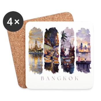 Design à Bangkok – Motif voyage en Thaïlande - Dessous de verre (lot de 4) - blanc - Devant