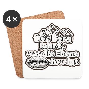 Tiefgründig Spruch: Der Berg lehrt, Ebene schweigt - Untersetzer (4er-Set) - Weiß - Vorne
