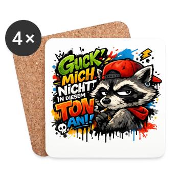 Guck Mich Nicht In Diesem Ton An Raccoon - Untersetzer (4er-Set) - Weiß - Vorne