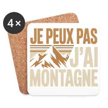 Je peux pas j’ai montagne humour randonneur drole - Dessous de verre (lot de 4) - blanc - Devant